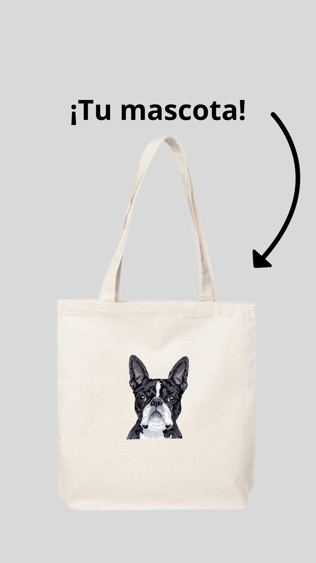 Bolso de tela personalizado con la cara y nombre de tu mascota 🐾